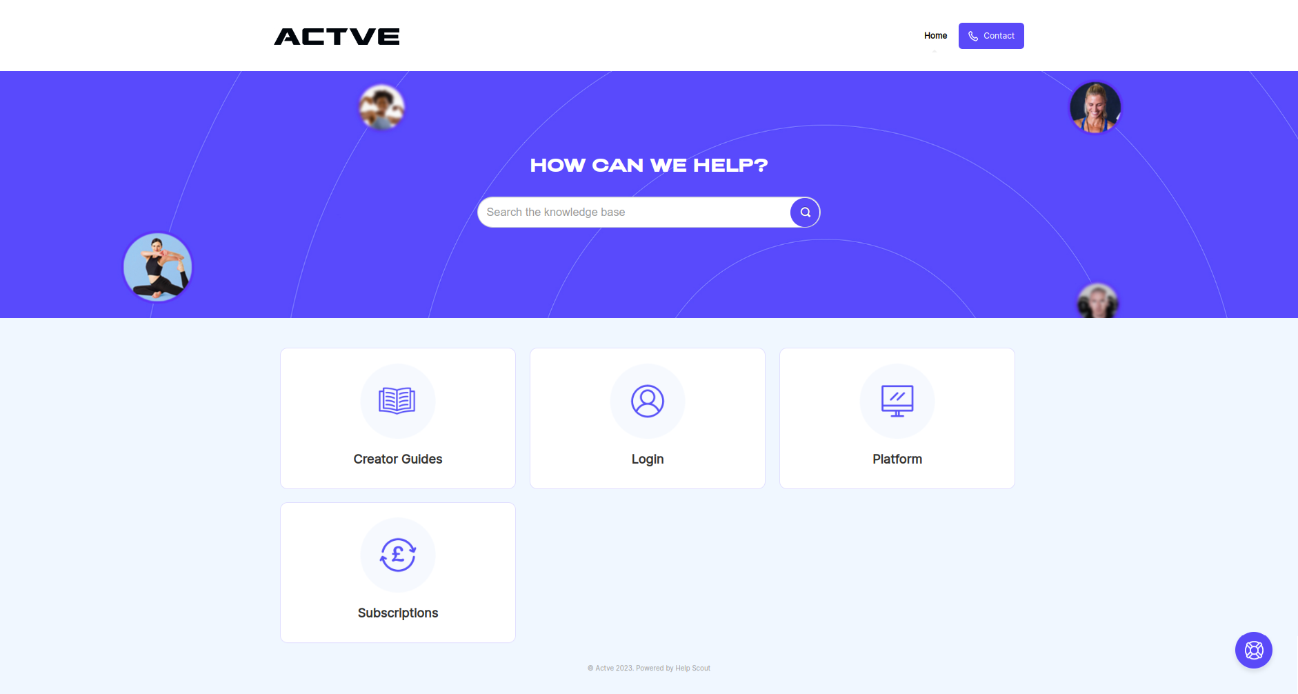 Actve, Help Center design by QuantraLoop