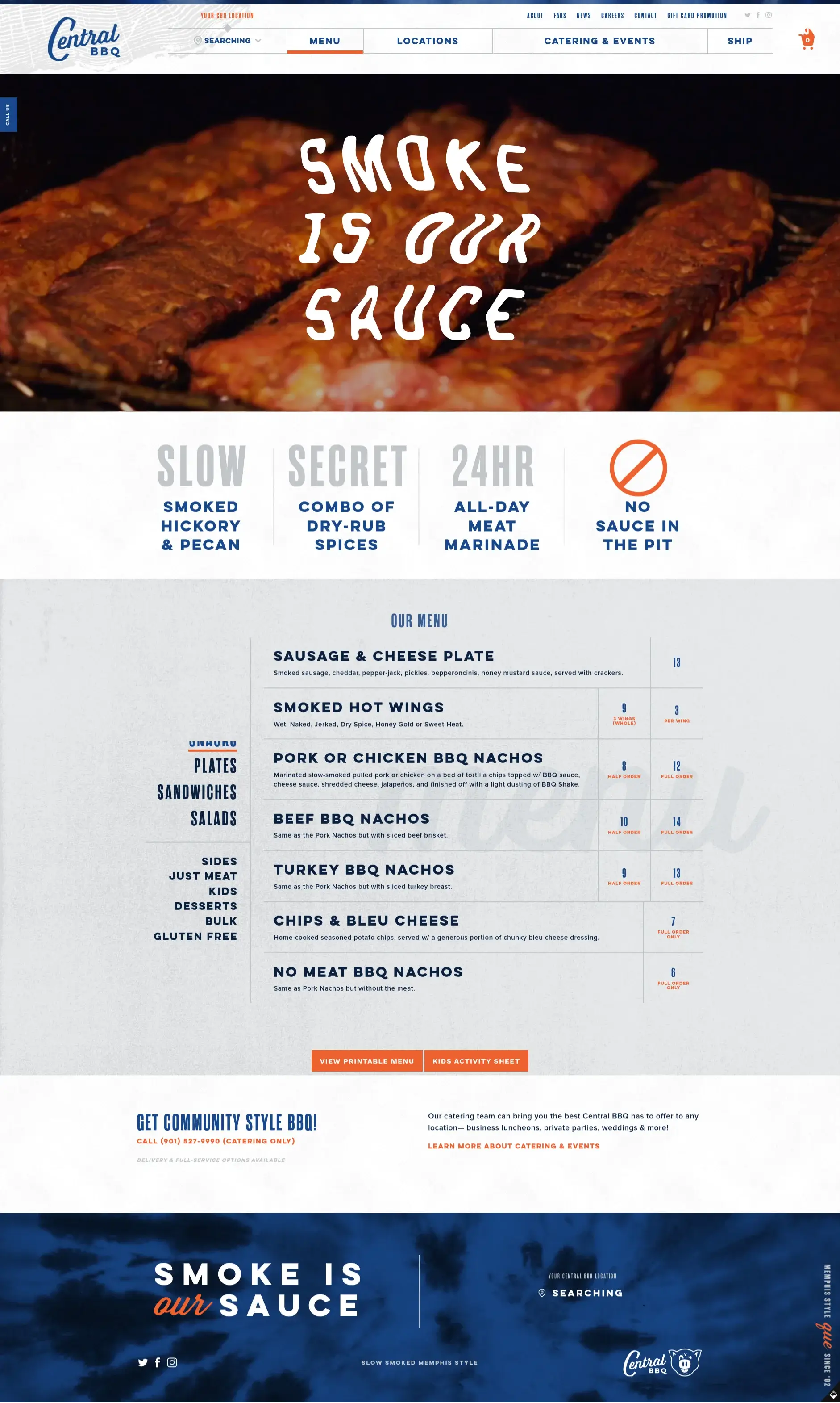 Central BBQ, Website design by QuantraLoop