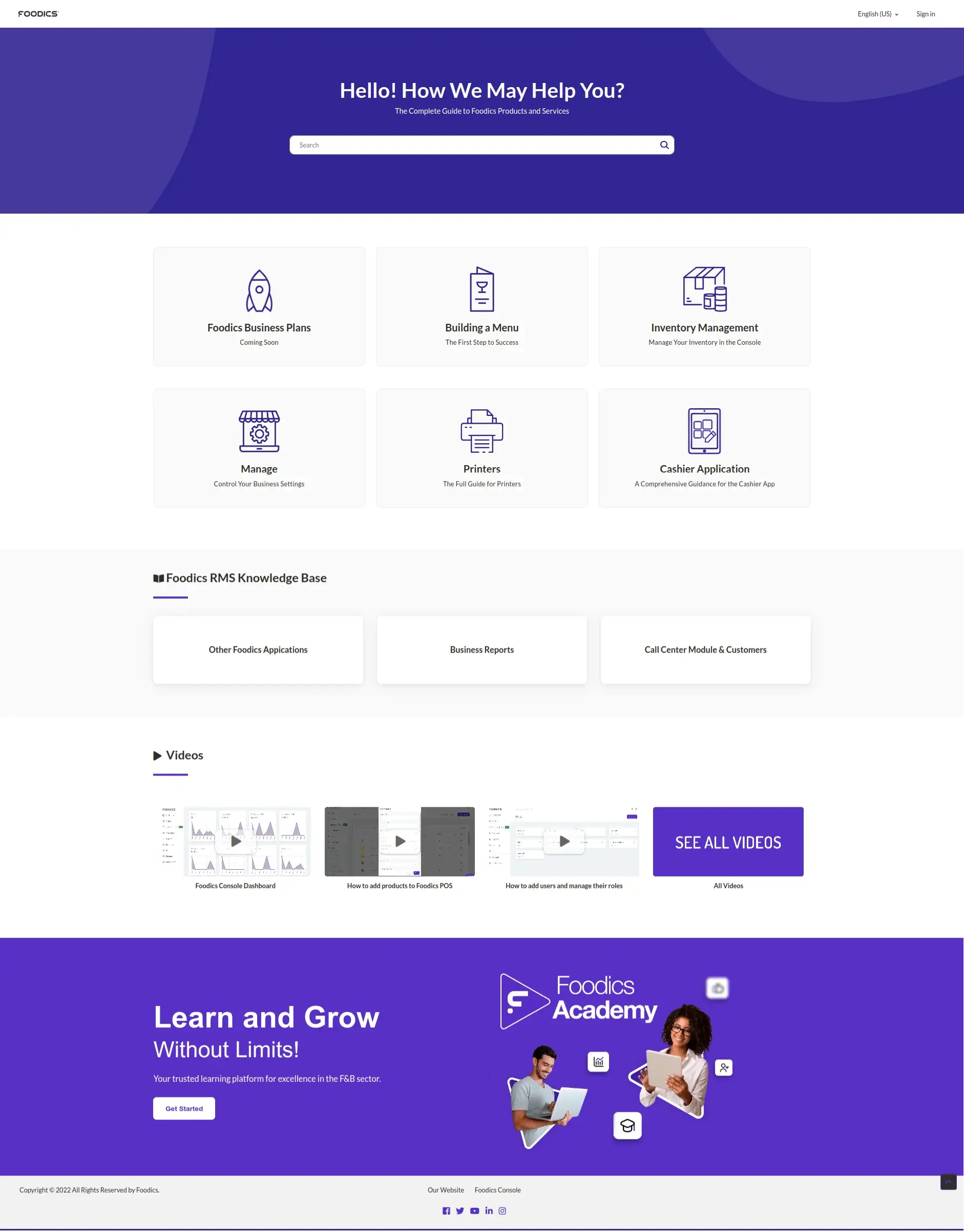 Foodics, Help Center design by QuantraLoop