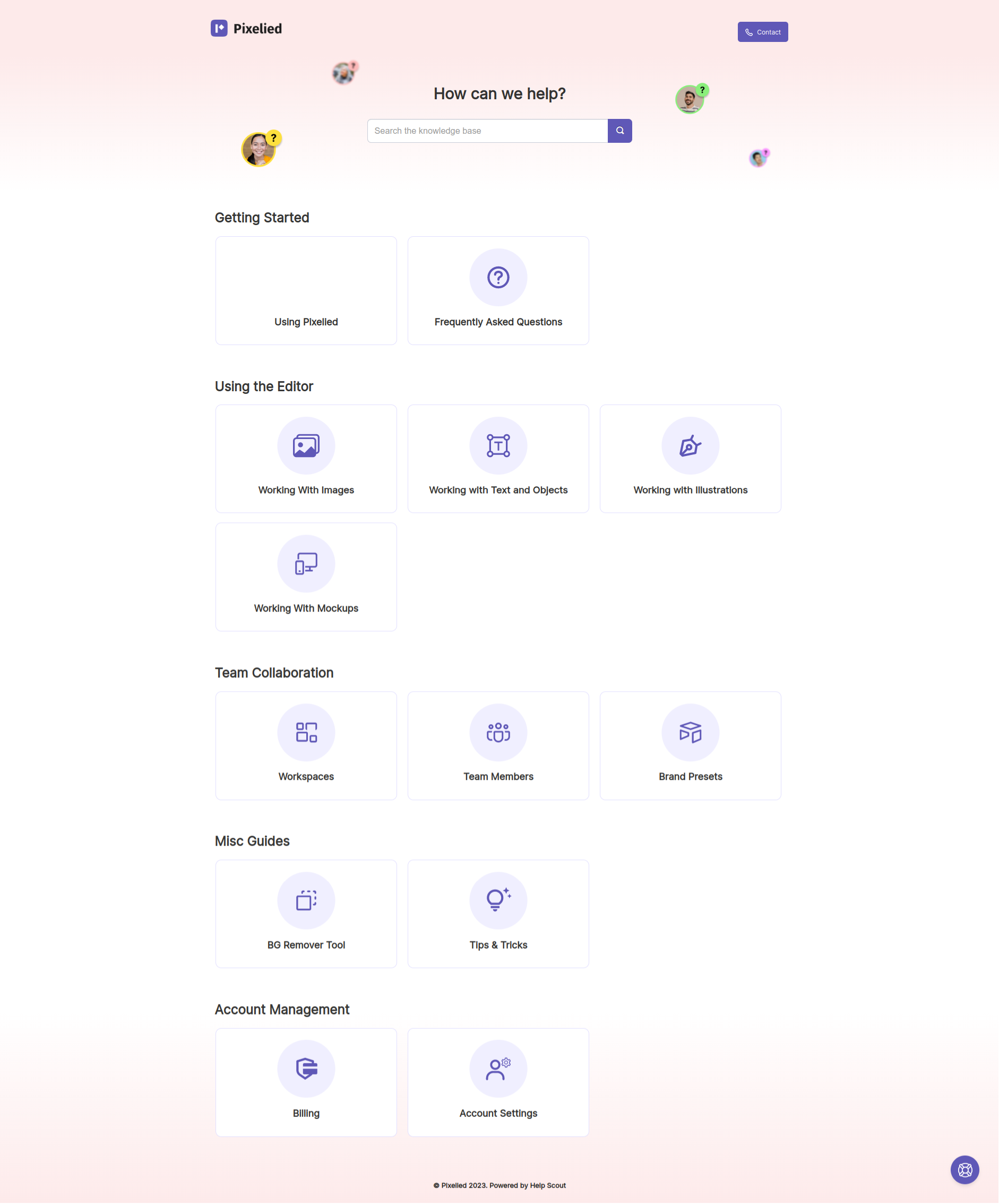 Pixelied, Help Center design by QuantraLoop