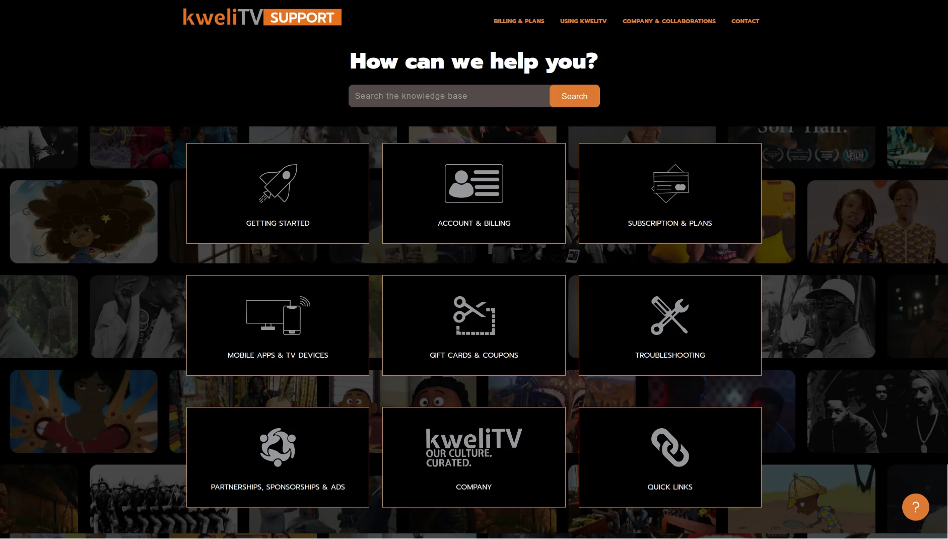 kweliTV, Help Center design by QuantraLoop