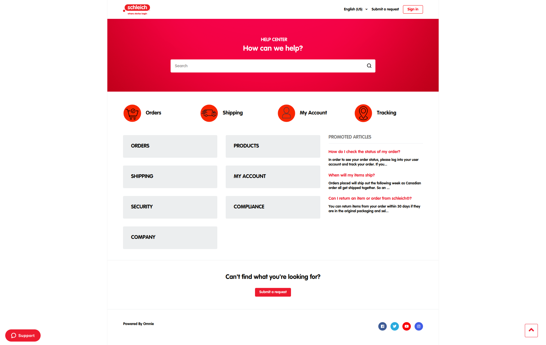 Schleich Canada, Help Center design by QuantraLoop