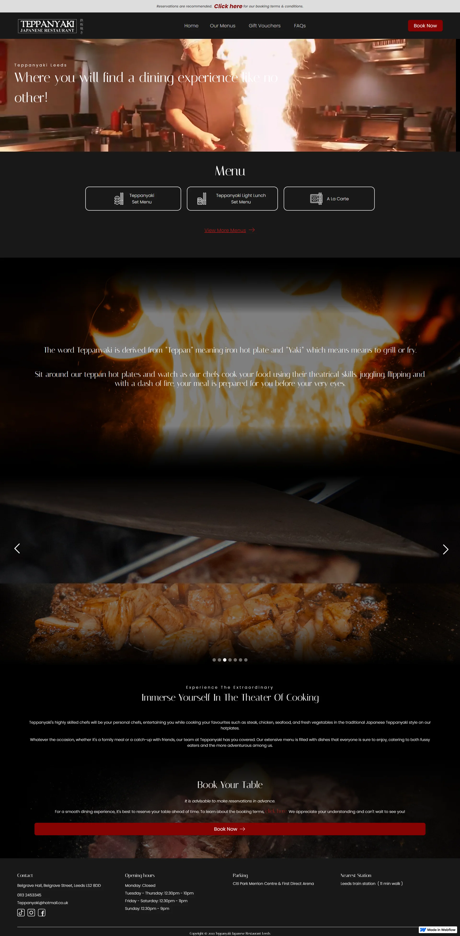 Teppanyaki Leeds, Website design by QuantraLoop